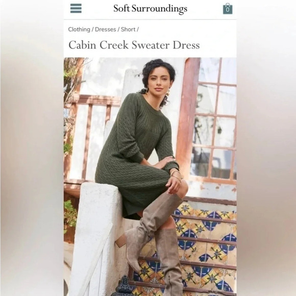 Soft Surroundings Cabin Creek Cashmere Blend Sweater Dress Career NWT Size XXS - Picture 2 of 9